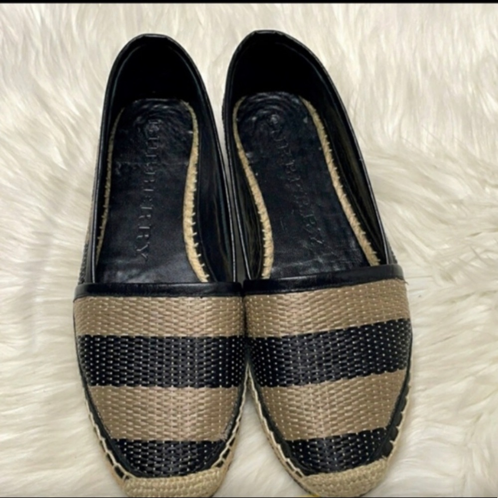 BURBERRY Hodgeson Striped Raffia Eapadrilles